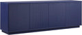 Henn&Hart Fluted TV Stand for TVs up to 75" with 2 Concealed Ribbed Storage Cabinets and Adjustable Shelves for Living Room, Family Room, or Office, Navy