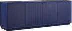 Henn&Hart Fluted TV Stand for TVs up to 75" with 2 Concealed Ribbed Storage Cabinets and Adjustable Shelves for Living Room, Family Room, or Office, Navy