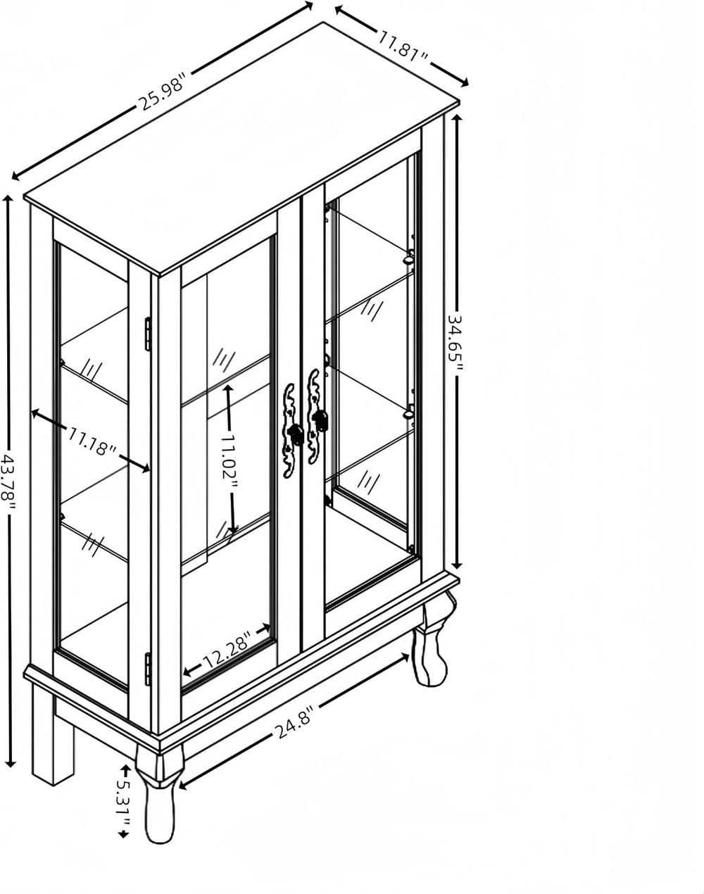 HRVEOCEI Curio Cabinet with Lighted, Display Cabinet with Glass Doors, Corner...