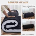 Twin Size Futon Mattress -4in Extra Thick Foldable Japanese Floor Mattress - Super Soft Fuzzy Sleeping Pad for Adults - Tatami Mat Suitable for Camping & Guest & RV Mattress- Diamond Black