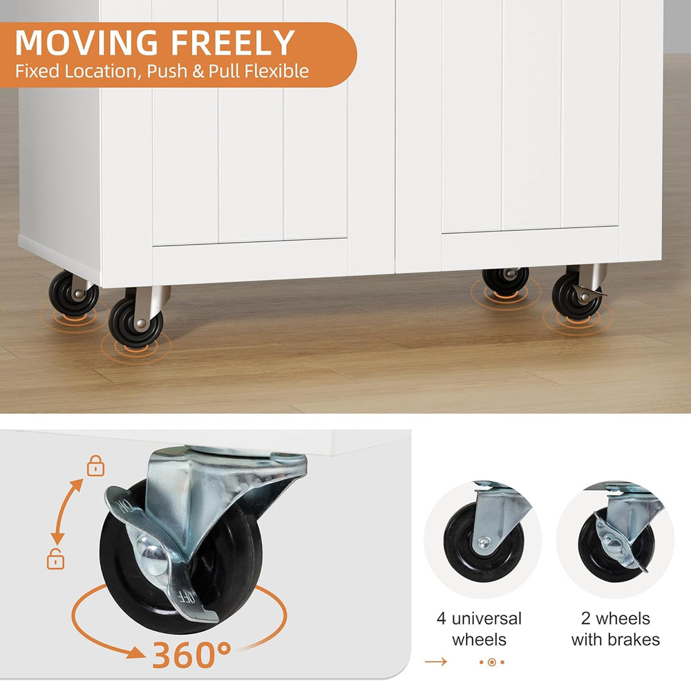 Shintenchi Kitchen Island cart with Storage, Portable Bar Cabinet on Wheels, ...