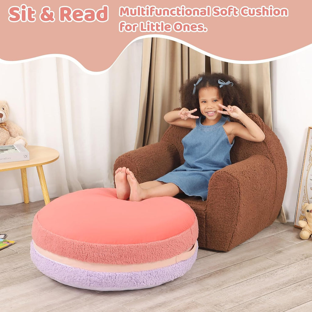 MOMCAYWEX Macaron Bean Bag Chair for Kids and Teens, Medium Bean Bag Sofa with Memory Foam Filling, 27.5"×27.5"×13.5", Purple and Red