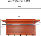 Wall Mounted Coat Rack with Shelf & Hooks, 29.5" Entryway Organizer | Metal Powder Coated, 5 Hooks & Chrome Accents, Space-Saving & Easy to Install, Ideal for Hallway, Mudroom, Orange