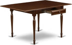 East West Furniture MZLA3-MAH-04 3 Piece Dinette Set for Small Spaces Contains a Rectangle Dining Table with Dropleaf and 2 Light Tan Linen Fabric Parson Chairs, 36x54 Inch, Mahogany