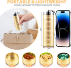 Metal Travel Pill Organizer, Large Weekly Pill Box, Portable Aluminum Alloy Waterproof Container, 7 Day Daily Medicine Organizer Holder for Vitamin, Fish Oil, Supplement, Gold