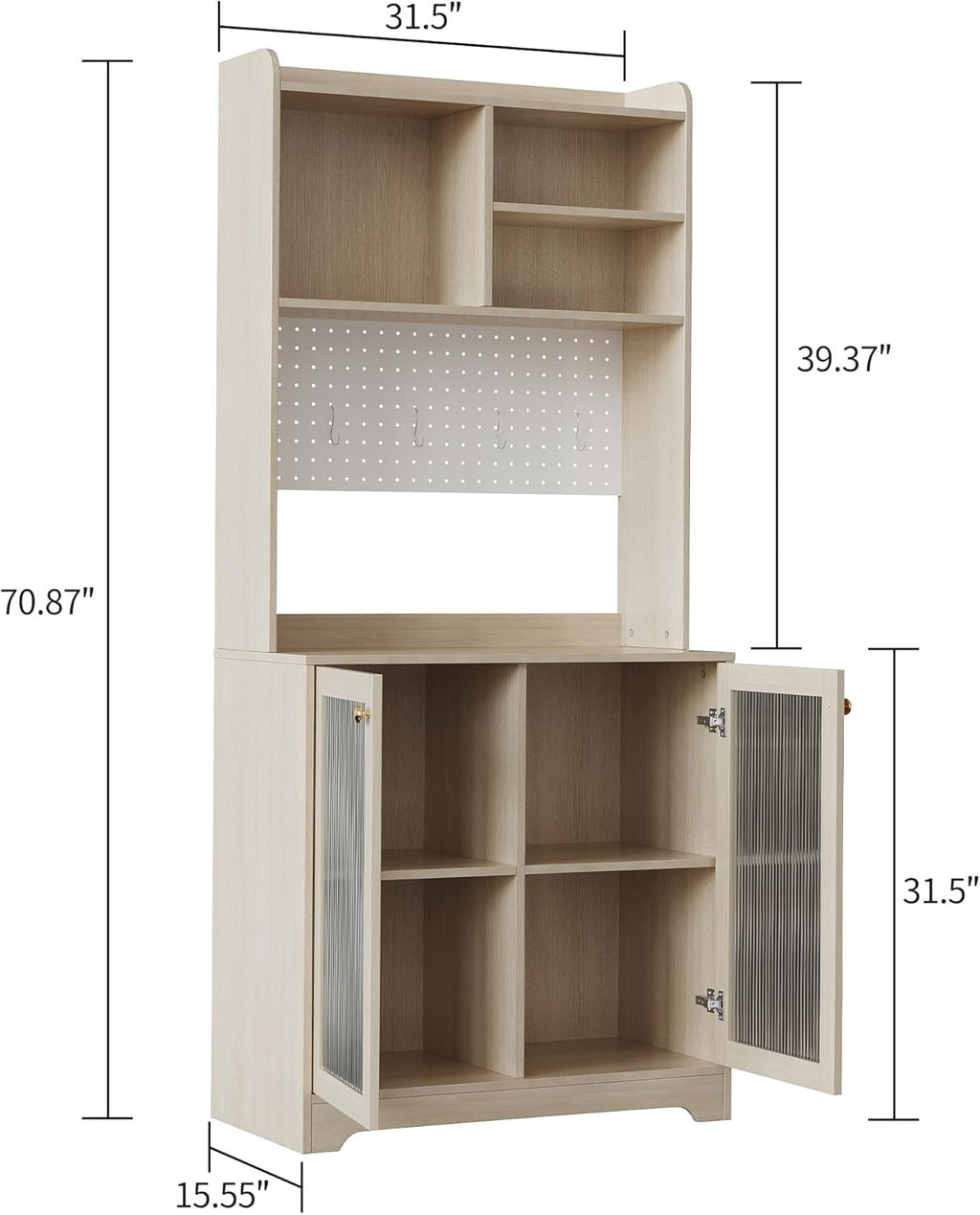 Kitchen Pantry Storage Cabinet, 71" Tall Food Pantry Cabinet with Microwave Stand, Farmhouse Kitchen Hutch with Open Storage & Adjustable Shelves Living Room
