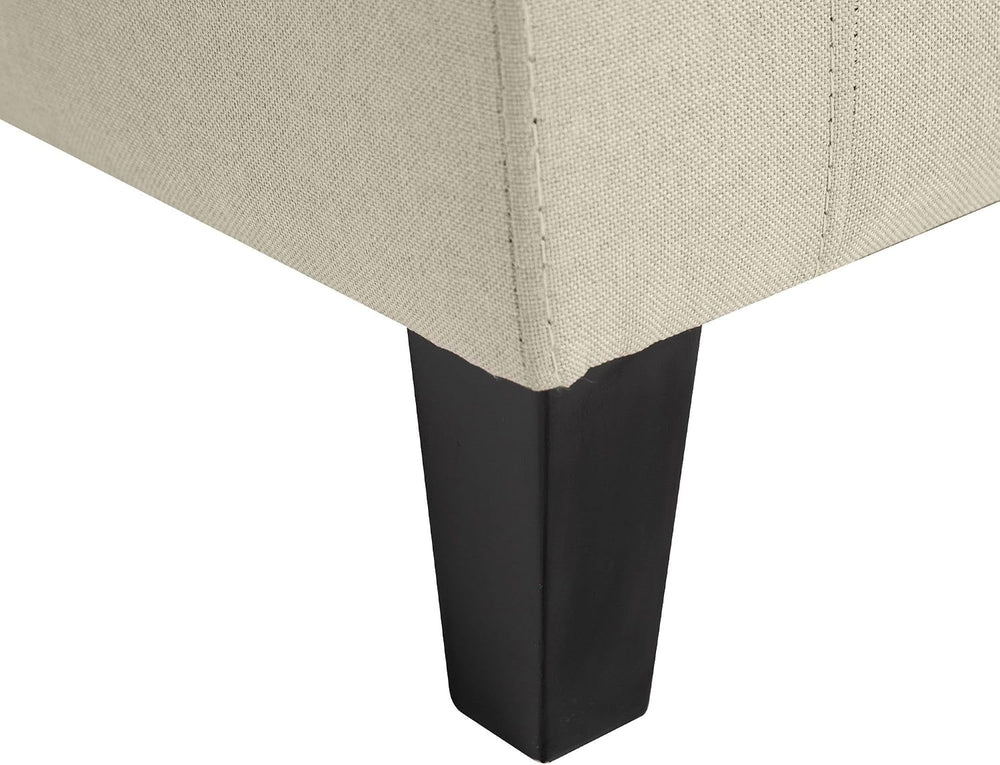 Elegant Linen Tufted Storage Ottoman Bench Lift Top Beige Contemporary Design...