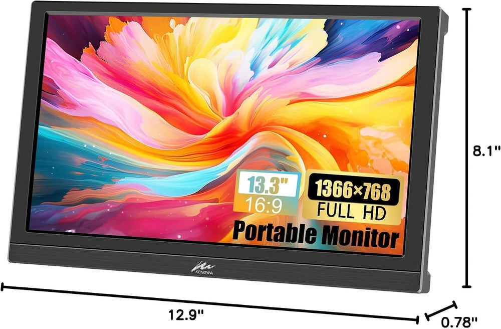 Kenowa Portable Monitor 13.3 Inch HD 1366x768 LED Screen Small HDMI Monitor