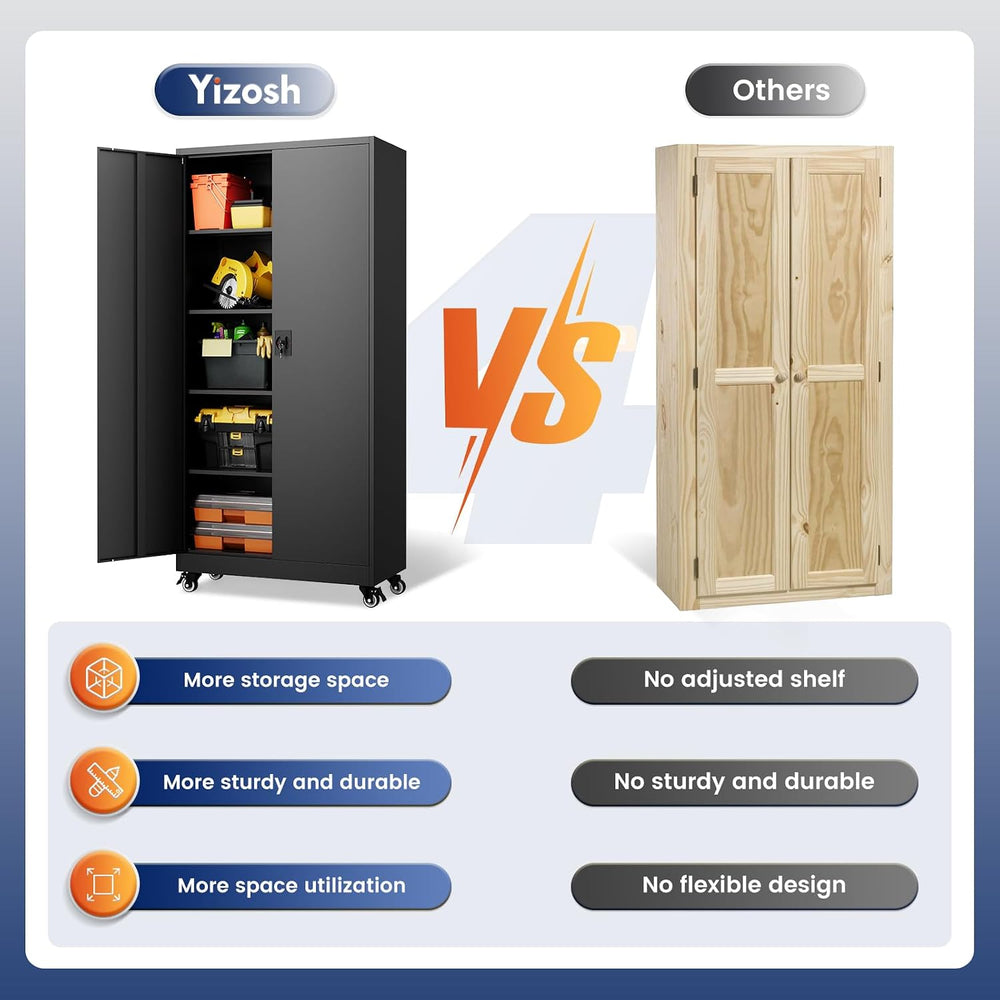 Yizosh Metal Garage Storage Cabinet with Locking Doors and Adjustable Shelves...