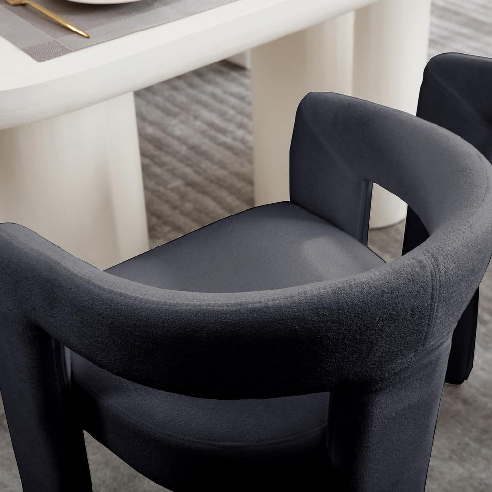 GNIXUU Barrel Dining Chair Set of 2, Modern Upholstered Boucle Dining Room Ch...