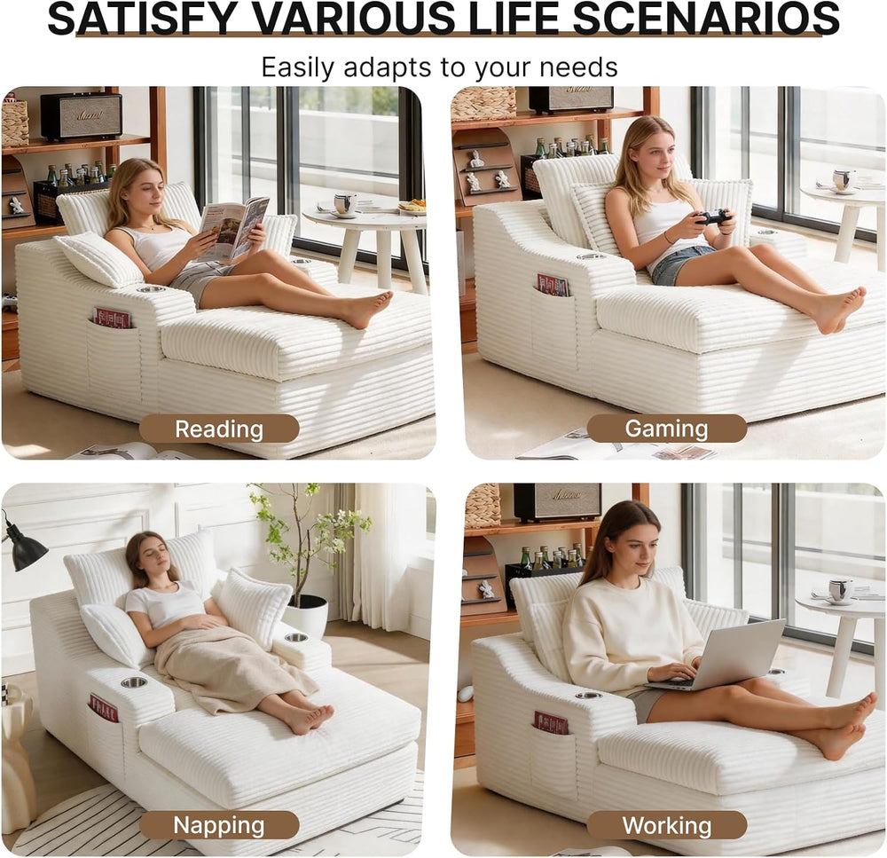Oversized Chaise Lounge Chair Indoor, Upholstered Sleeper Sofa Bed | Couch wi...