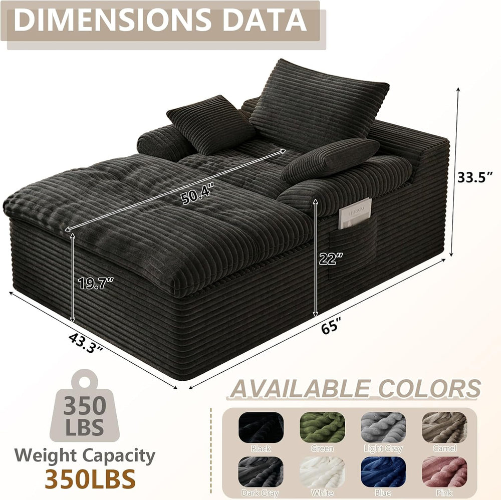 49.2" Oversized Chaise Lounge Chair Indoor, Modern Upholstered Deep Seat...