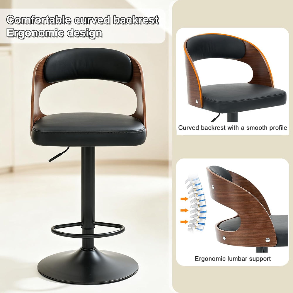 Modern Swivel Bar Stools Set of 4, Adjustable Count Height Barstools