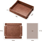 Catch All Valet Tray - EDC Organizer for Key, Wallet, Watch, Jewelry, Phone, coin change | Faux Leather Storage Tray for Dresser, Nightstand, Desk, Entryway, Travel Storage | Brown