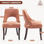 UVV Wooden Dining Chairs Set of 4, Mid Century Modern Upholstered Dining Room Chair Kitchen Chairs, Chenille Dinner Chair with Solid Wood Legs for Kitchen Dining Room, Orange