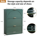 Hidden Shoe Cabinet with Drawer, Free Standing Narrow Shoe Rack Cabinet for Entryway Slim, 3 Flip Drawer Shoe Storage Organizer Cabinet for Entry,Hallway,Door,Dorm,Small Spaces - Green