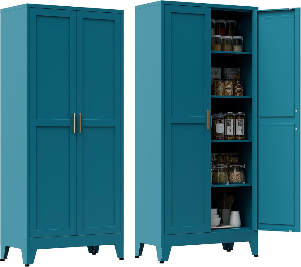 71” Tall Metal Kitchen Pantry Cabinet, Kitchen Storage Cabinets, Steel Cupboa...