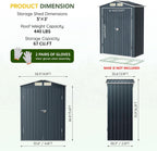 Breezz 5x3FT Vertical Outdoor Steel Storage Shed,Lockable Doors, Compact Metal Tool Shed for Garden, Backyard, Patio, Utility, and Bike Storage,Nightblue
