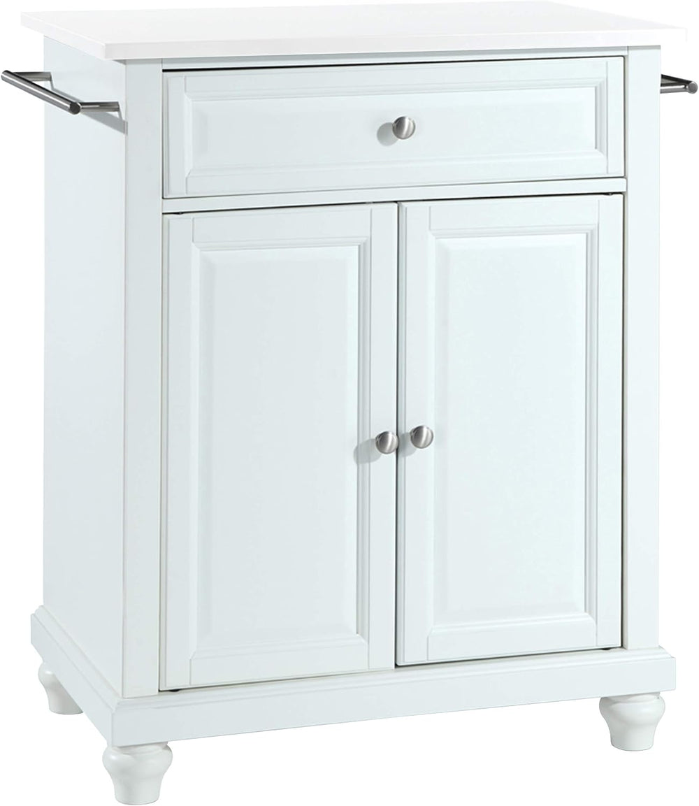 Crosley Furniture Cambridge Stone Top Small Portable Rolling Kitchen Island S...