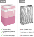 HomeHacks 2 Pack Large Laundry Baskets, Waterproof, Freestanding Laundry Hampers, Collapsible Clothes Hamper with Reinforced Handles in Laundry, College Dorm, Bathroom, Bedroom (Blue+Pink, 88Lx2)