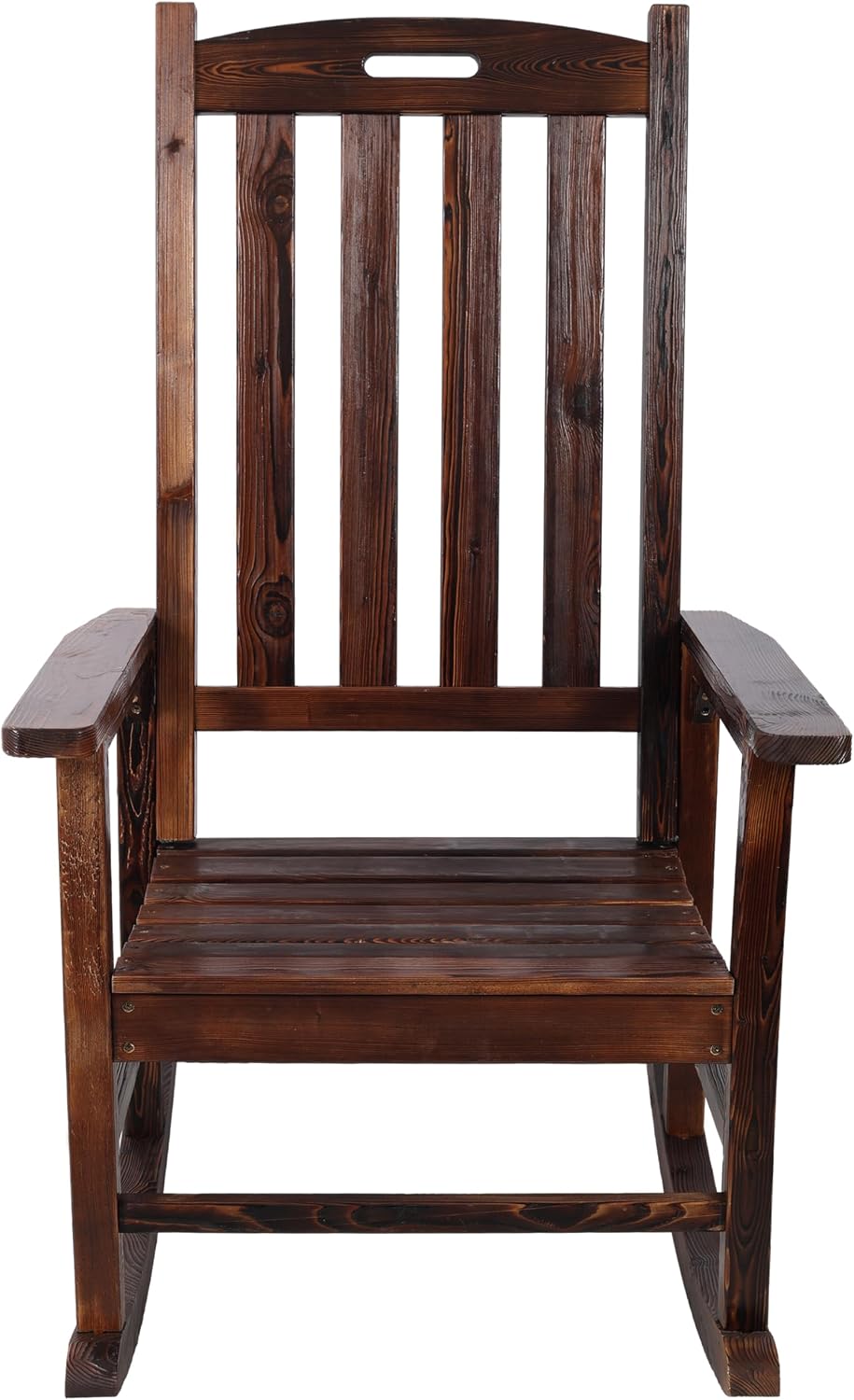 Wooden Oversized Porch Rocking Chair, Wide seat, high Back, high-Back Smooth ...