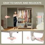 IZEUK Heavy Duty Rolling Garment Rack Wire Clothes Rack for Hanging Clothes, Metal Freestanding Closet Wardrobe Rack with Double Rods and Side Hooks Gold 17.7" D x 45.3" W x 70.3" H