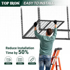 4x8 FT Overhead Garage Storage Rack, 26"-40" Height Adjustable Heavy Duty Garage Ceiling Storage Rack, 750LBS Capacity Metal Hanging Organizer System for Garage
