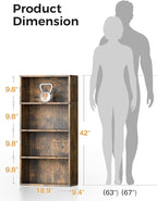 Casaottima 4-Tier Open Bookshelf and Bookcase, Floor Standing Display Storage Shelves for Living Room, Tall Book Shelf for Bedroom, Home Office, Dining Room, Vintage