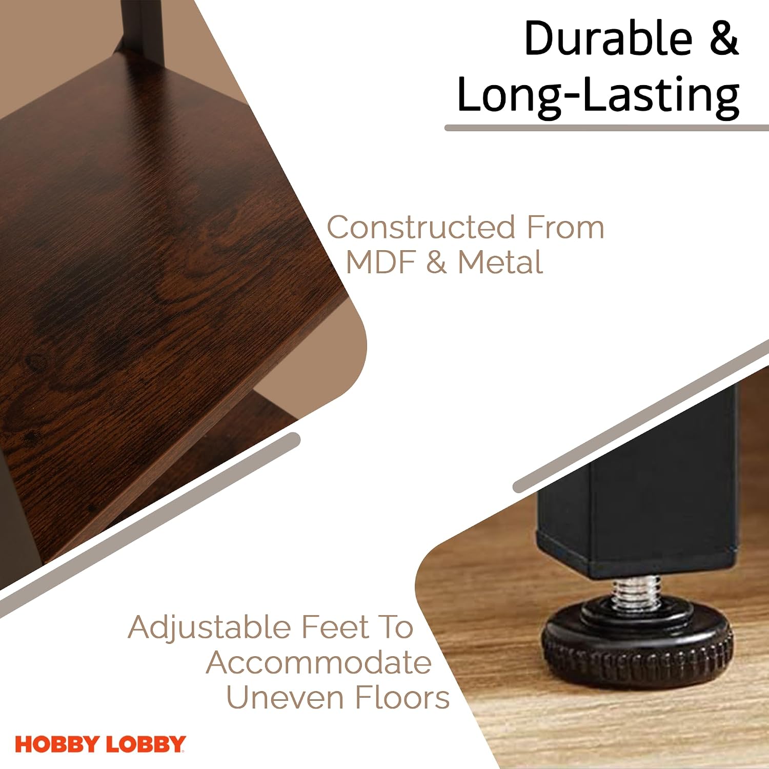Hobby Lobby 5 Tier Industrial Ladder Shelf, 23.6 x 11.8 x 66.9 inches | Wood Ladder Shelf, Storage Ladder Shelves for Living Room, Bedroom