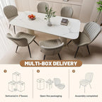 Nalupatio Dining Chairs Set of 6, Modern Dining Room Chairs Comfy Backrest Thick Upholstered Kitchen Chairs 19IN Height with Metal Legs Beige