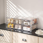 Stackable Pull-Out Storage Drawers，Easily Clean for Craft, and Toy Organization，Plastic Clear Organizer Bins with Handles for Kitchen Undersink，Cabinet，Fridge，Closet，Pantry，Office，Bathroom