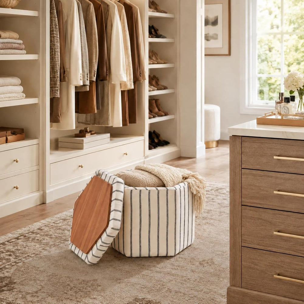 Wimarsbon 18inch Storage Ottoman with Detachable Tray, Multifunctional Mid Ce...