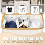 Hampers for Laundry Basket with Lid, 160L Extra Large Laundry Hamper 3 Section Dirty Clothes Hampers for Laundry Divided Laundry Basket Organizer for Bedroom,Laundry Room, Dirty Clothing Hamper, Beige