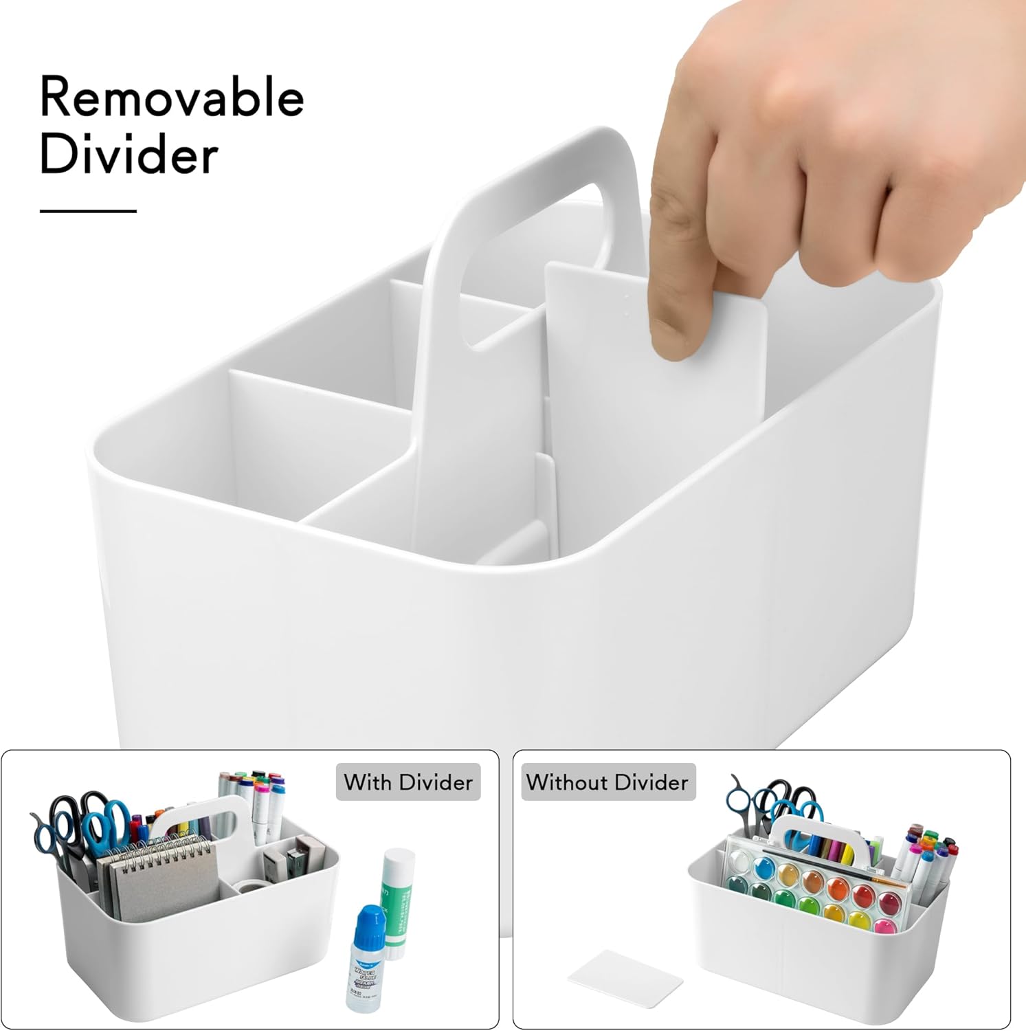 Tiawudi Multipurpose Caddy Organizer, Plastic Caddy with Handle, Stackable Desk Organizer for Stationery, Marker and Pencil, Office Supplies Organizer, Dorm Caddy