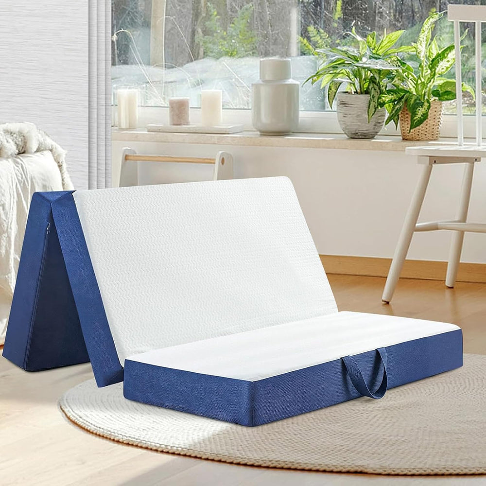 CYMULA Folding Mattress Full Size, Memory Foam 6 inch Tri Portable Trifold Ma...