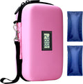 Insulin Cooler Travel Case, TSA Approved Medication Diabetic Cooler Organizer Bag with Thermometer Temperature Display 2 Ice Packs, Pink