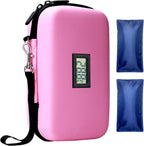 Insulin Cooler Travel Case, TSA Approved Medication Diabetic Cooler Organizer Bag with Thermometer Temperature Display 2 Ice Packs, Pink