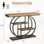 Shintenchi 41.3” Console Table with Storage, Industrial Entryway Table, 4-Tier Shelves Sofa Table Behind Couch, Narrow Wood Accent Table for Living Room, Entryway,Entrance, Hallway, Foyer,Rustic Brown
