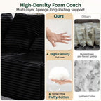 Sleeper Sofa 9 Seater Boneless Couch Modular Sectional Sofa | Cloud Couch Sectional Couches for Living Room, U Shaped Couches with Ottomans No Assembly Required, Black