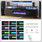 80" TV Stand for Living Room, Large Entertainment Center & Media Console, Fits TVs up to 90", Storage Cabinet with Shelves, 36" Electric Fireplace (All Black)