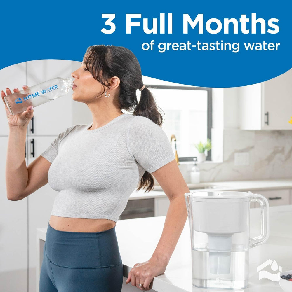 HOMEWATER 10-Cup Pitcher Filter (White) – BPA-Free, High-Capacity 2.4L Pitche...