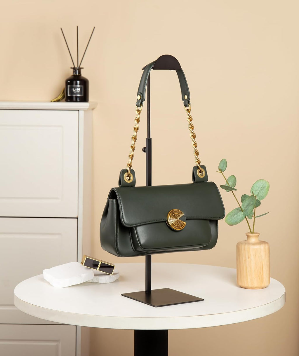 Purse Display Stands, 3 Pack Black Handbag Display Stand Stainless Steel Purse Display Rack Adjustable Height Bag Display Stand Holder Anti-fingerprint for Retail Boutiques Commercial Store