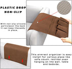 NB Sofa Armrest Organize remote holder bedside caddy organizer with 5 pockets，non-slip couch remote control holder couch armchair caddy accessories (Brown, 35''x18'')