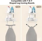 VINAEMO Ironing Board Hanger Wall Mount, 2-Layer Iron and Ironing Board Holder, Laundry Room Shelves Solid Wood with Removable Hooks Home Organization and Storage (White)