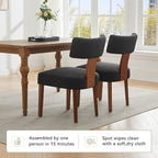Dining Chairs Set of 4 Upholstered Dining Chairs, Mid Century Modern Kitchen Chairs with Solid Wood Legs and Ergonomic Curved Backrest, Black Linen Fabric (Black, Set of 4)