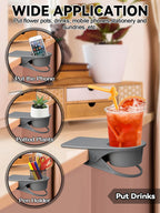 2PCS Drinking Cup Holder, Kalolary Desk Bottle Cup Stand DIY Glass Clamp Storage Saucer Clip Water Coffee Mug Holder Saucer Clip Design for Home & Office, Grey