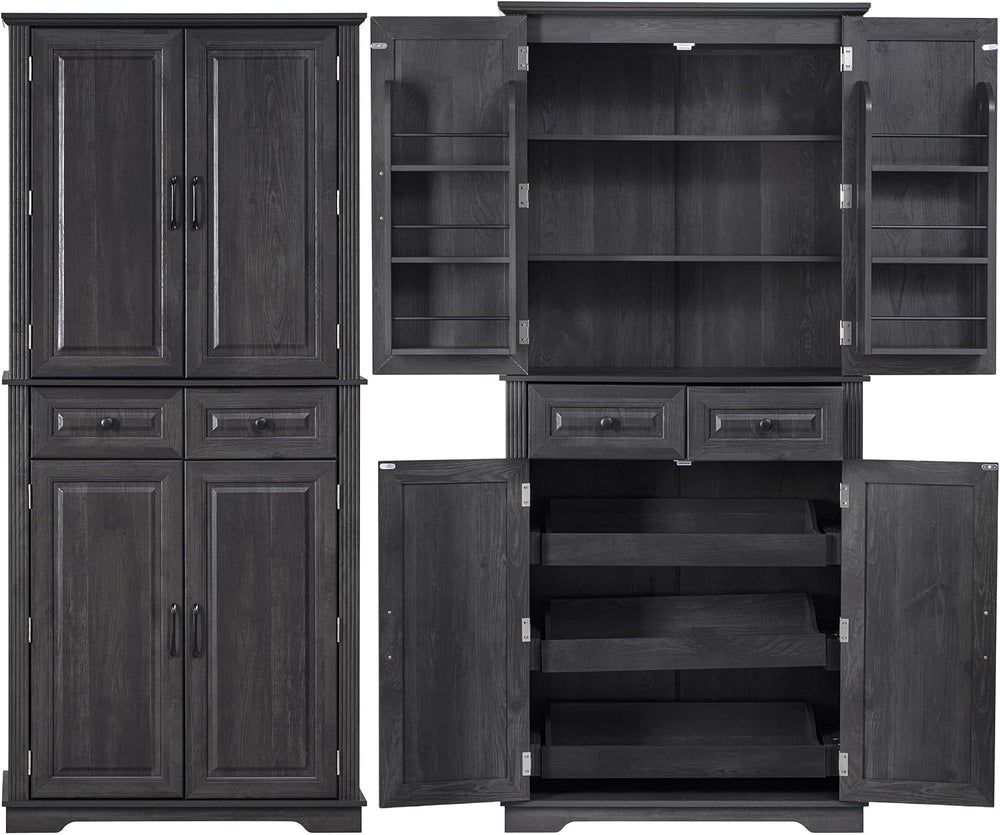 Anwick 71" Tall Kitchen Cabinet Pantry Storage, Modern Kitchen Hutch Cab...