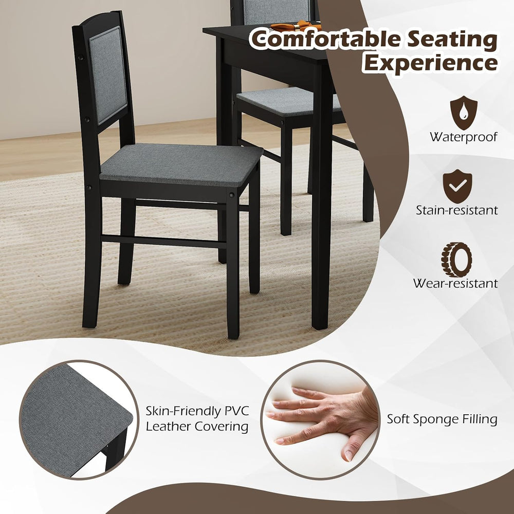 Giantex 5-Piece Dining Table Set for 4, Wooden Kitchen Table and Chairs with ...