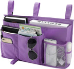 Bseash Bunk Bed Organizer, Bedside Caddy Hanging Bed Organizer Storage Bag 8 Pockets, for College Dorm Rooms Bed, Hospital Bed, Baby Bed Rails, 600D Oxford Cloth (Purple)