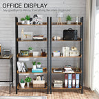 ASTARTH 5-Tier Ladder Shelf, 67 Inch Tall Open Floor Standing Bookshelf | Wooden Display Shelves with Metal Frame, for Living Room, Home Office, Rustic Brown